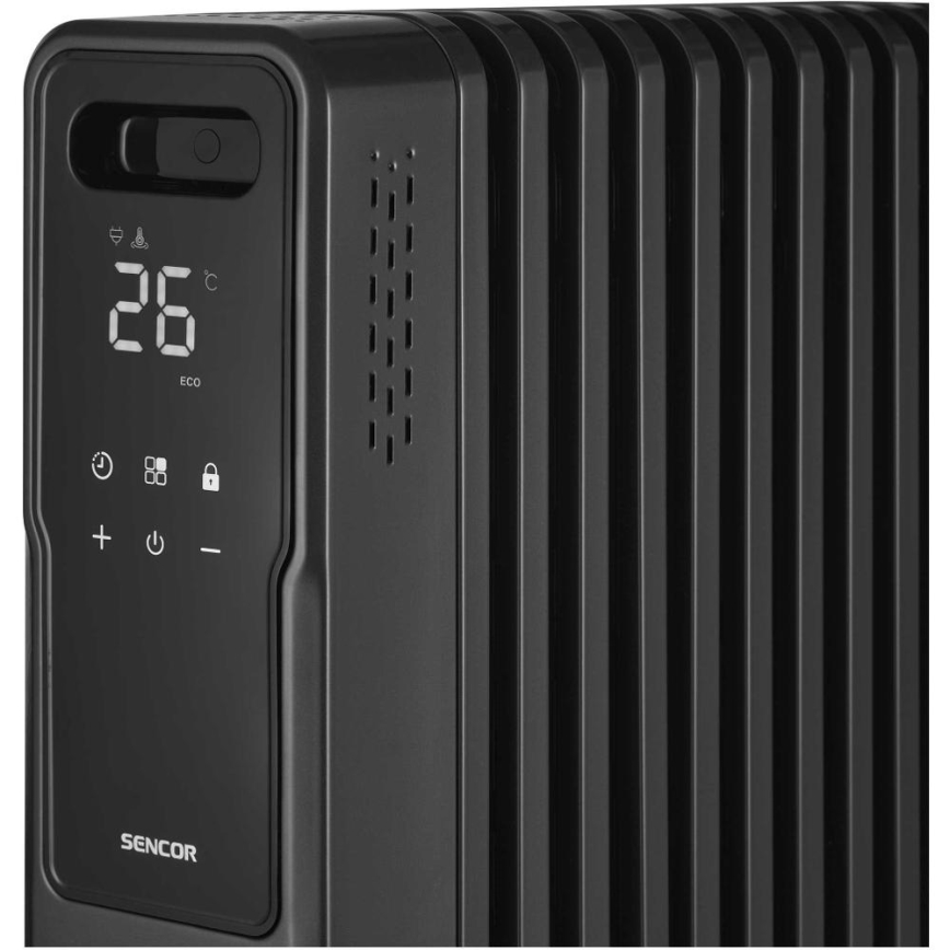 Sencor - 11-levyinen öljytäytteinen lämmitin 1000/1200/2400W/230V Wi-Fi musta