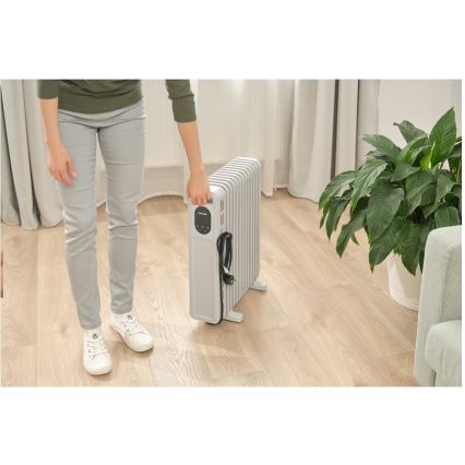 Sencor - Öljytäytteinen 13-osainen lämmityspatteri 1000/2500W/230V valkoinen + kaukosäädin
