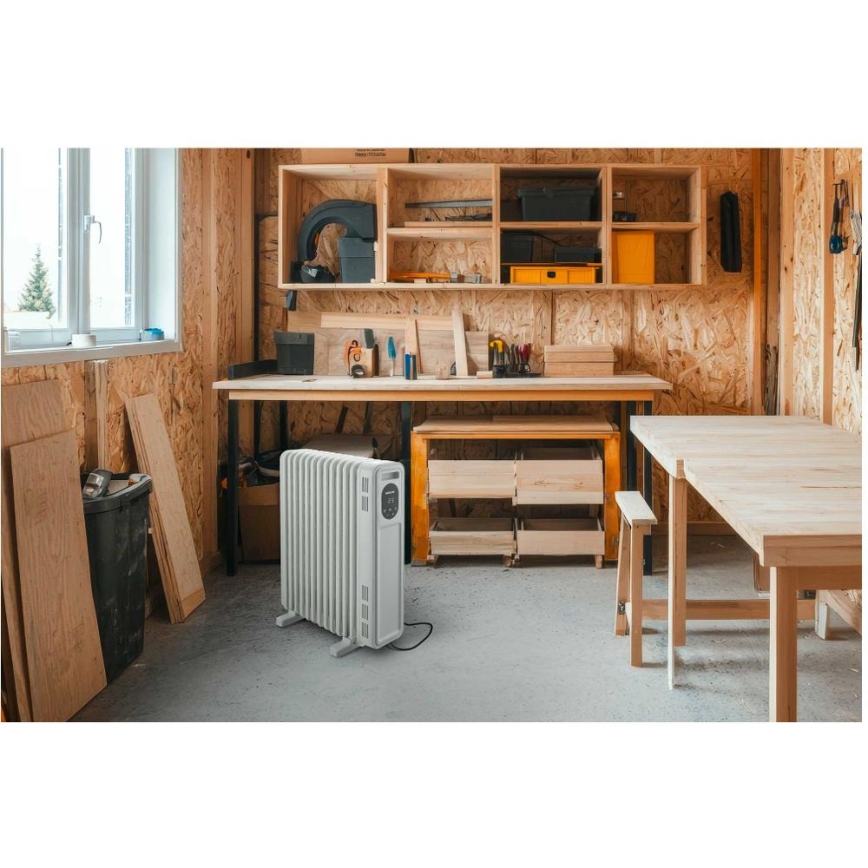 Sencor - Öljytäytteinen 13-osainen lämmityspatteri 1000/2500W/230V valkoinen + kaukosäädin