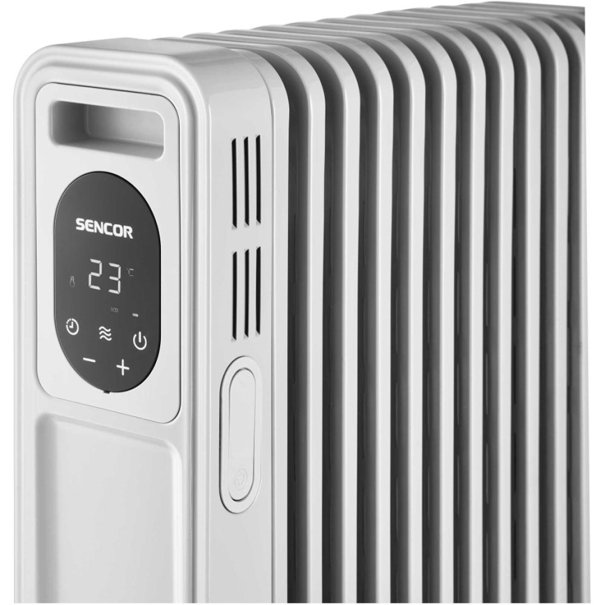 Sencor - Öljytäytteinen 13-osainen lämmityspatteri 1000/2500W/230V valkoinen + kaukosäädin