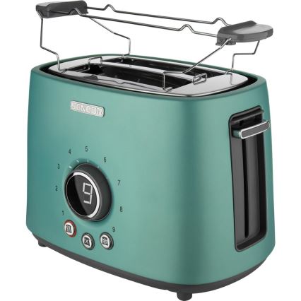 Sencor - 2-aukkoinen leivänpaahdin lämpöritilällä, 1000 W/230 V, mintunvihreä