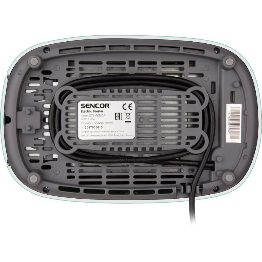 Sencor - 2-aukkoinen leivänpaahdin lämpöritilällä, 1000 W/230 V, mintunvihreä