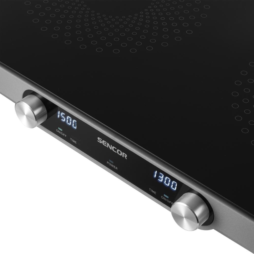 Sencor - 2-liekkinen lasikeraaminen liesitaso LCD-näytöllä 3500W/230V