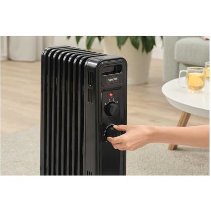 Sencor - 9-osainen öljylämmitin 800/1200/2000 W/230 V, musta