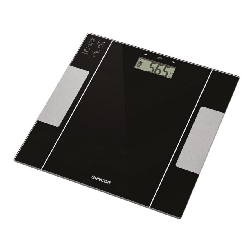 Sencor - Älykäs fitness henkilövaaka 1xCR2032 musta