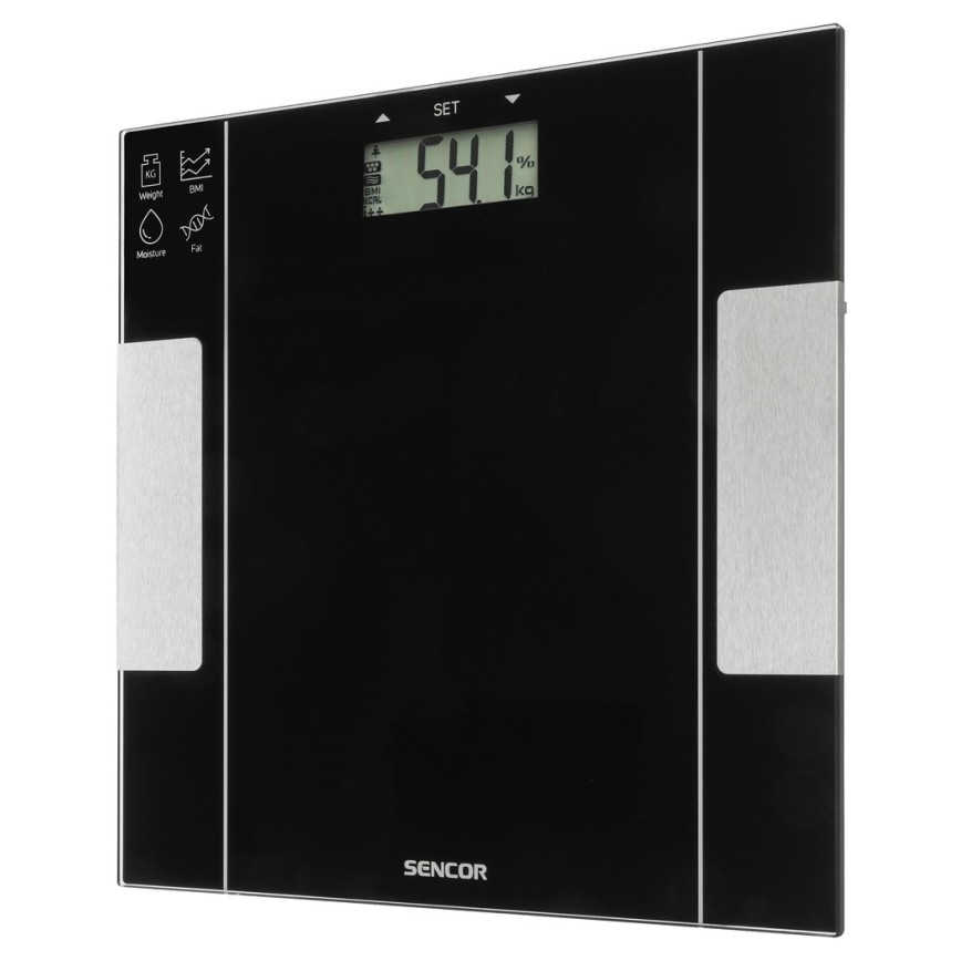 Sencor - Älykäs fitness henkilövaaka 1xCR2032 musta