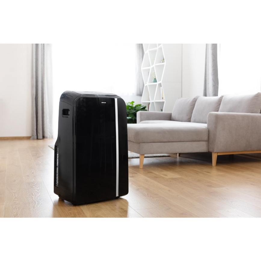 Sencor - Älykäs mobiili ilmastointilaite 3in1 sisältäen täydelliset lisävarusteet 1450W/230V 12000 BTU Wi-Fi musta + kauko-ohjaus