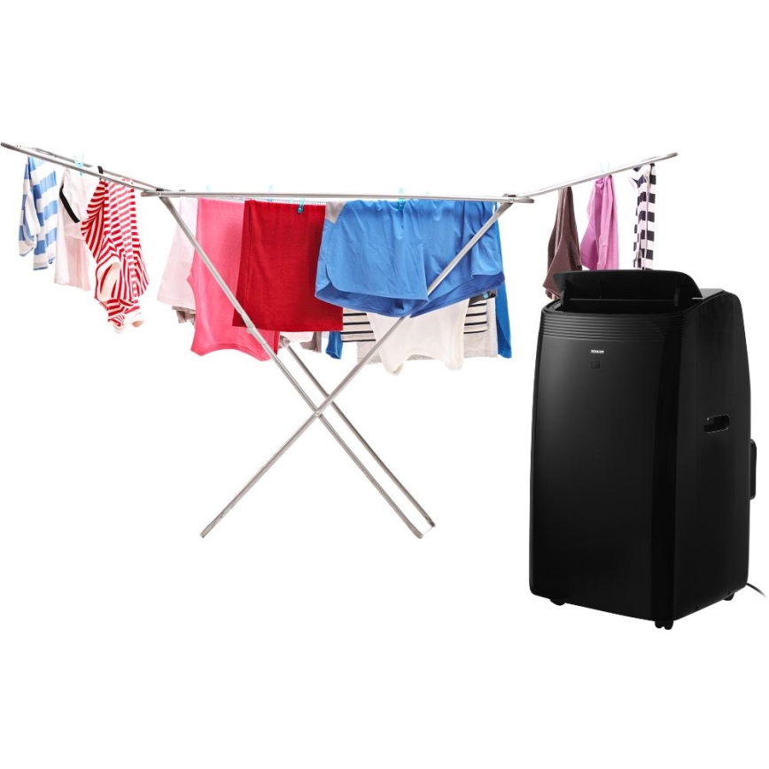 Sencor - Älykäs mobiililaitteinen ilmastointilaite 4-in-1 täydellisellä lisävarustepaketilla 900W/230V 9000 BTU Wi-Fi musta + kaukosäädin