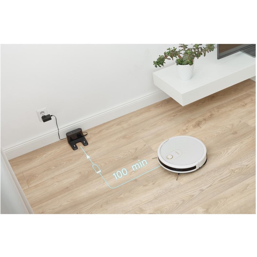 Sencor - Älykäs robottipölynimuri mopilla 2in1 28W/2600 mAh Wi-Fi valkoinen + kauko-ohjaus