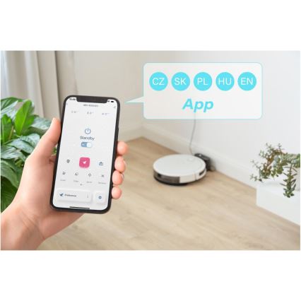 Sencor - Älykäs robottipölynimuri mopilla 2in1 28W/2600 mAh Wi-Fi valkoinen + kauko-ohjaus