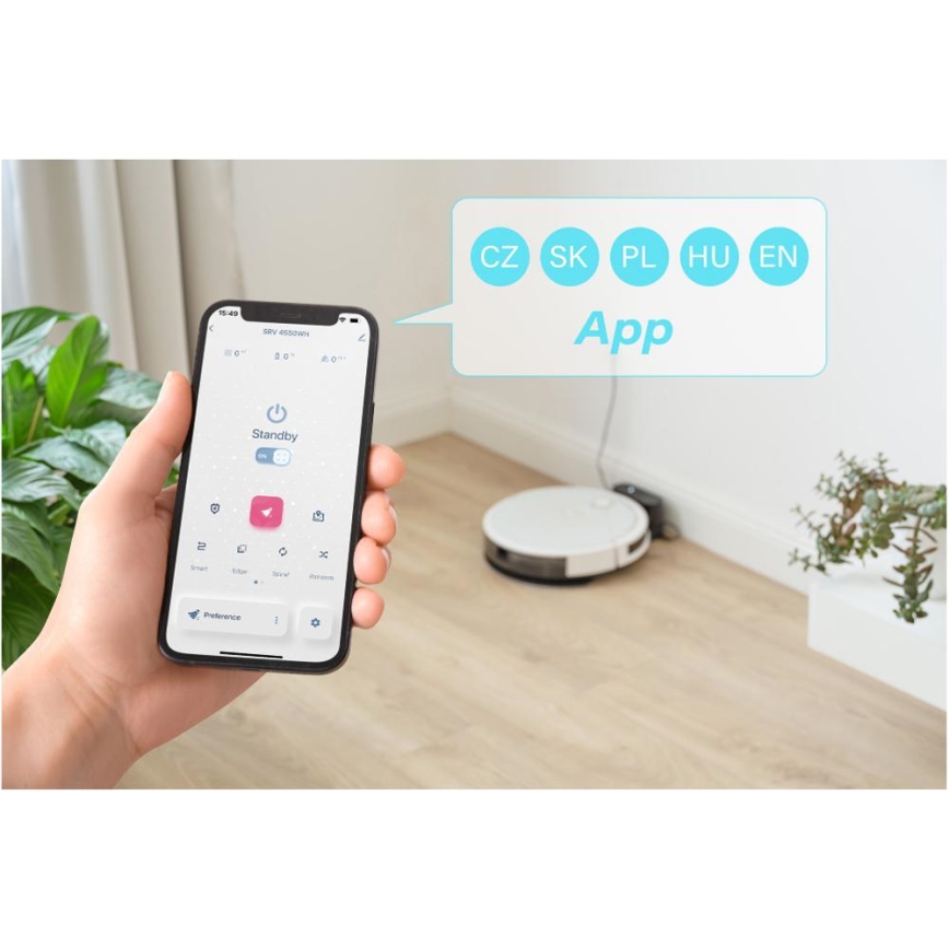 Sencor - Älykäs robottipölynimuri mopilla 2in1 28W/2600 mAh Wi-Fi valkoinen + kauko-ohjaus