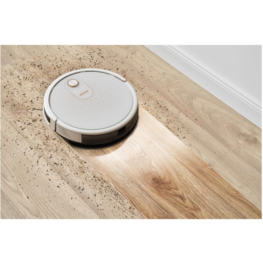 Sencor - Älykäs robottipölynimuri mopilla 2in1 28W/2600 mAh Wi-Fi valkoinen + kauko-ohjaus