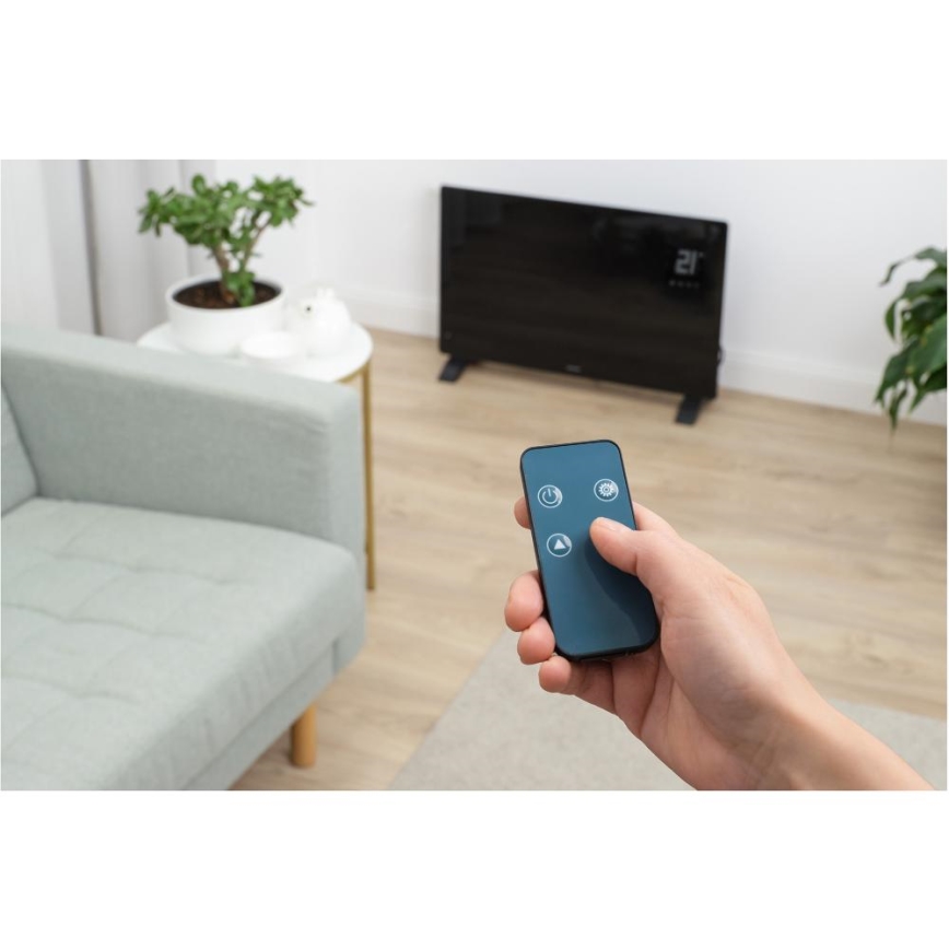 Sencor - Älykäs sähköinen suoralämmitin/konvektori 2000W/230V IP24 Wi-Fi musta + kaukosäädin