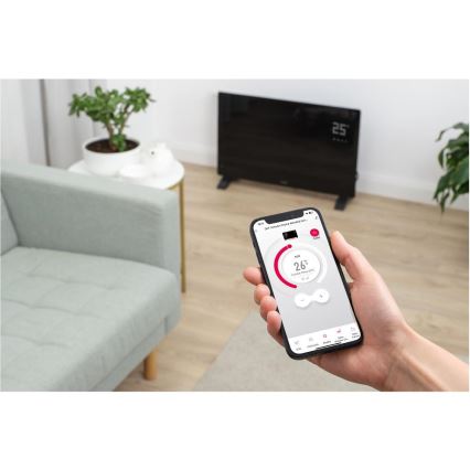 Sencor - Älykäs sähköinen suoralämmitin/konvektori 2000W/230V IP24 Wi-Fi musta + kaukosäädin