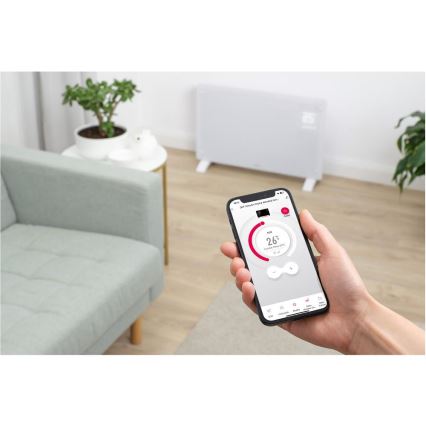 Sencor - Älykäs sähköinen suoralämmitin/konvektori 2000 W/230 V IP24 Wi-Fi valkoinen + kauko-ohjain