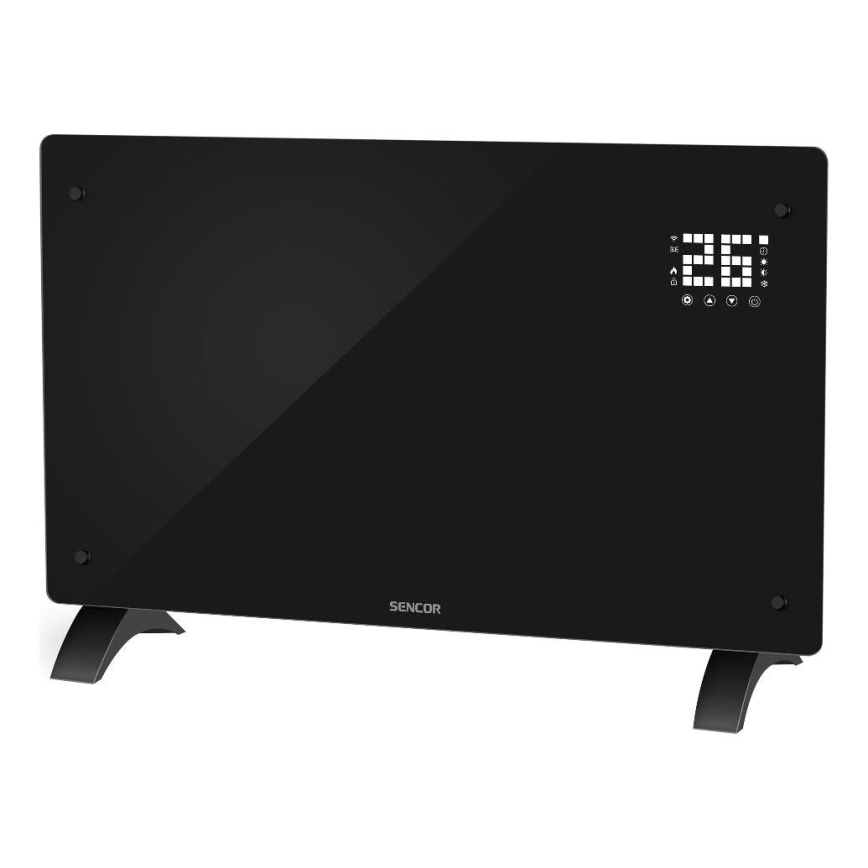 Sencor - Älykäs sähköinen suoralämmitin/konvektori 2000W/230V IP24 Wi-Fi musta + kaukosäädin