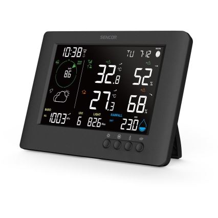 Sencor - Ammattilaisluokan sääasema värillisellä LCD-näytöllä ja herätyskellolla 5V/1xCR2032 + 3xAA Wi-Fi