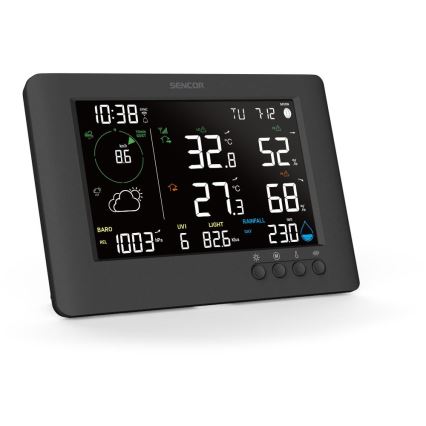 Sencor - Ammattilaisluokan sääasema värillisellä LCD-näytöllä ja herätyskellolla 5V/1xCR2032 + 3xAA Wi-Fi