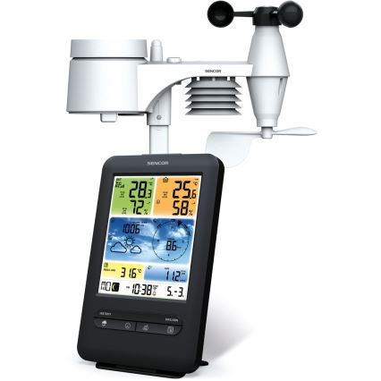 Sencor - Ammattimainen sääasema värikkäällä LCD-näytöllä 1xCR2032 + 3xAA Wi-Fi