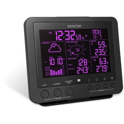 Sencor - Ammattimainen sääasema värikkäällä LCD-näytöllä 1xCR2032