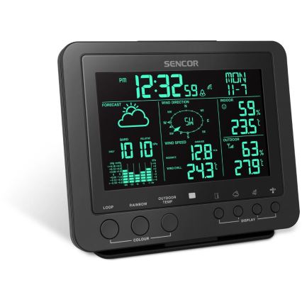 Sencor - Ammattimainen sääasema värikkäällä LCD-näytöllä 1xCR2032