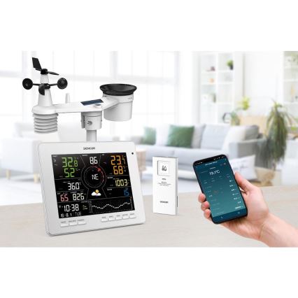 Sencor - Ammattimainen sääasema värikkäällä LCD-näytöllä 5V 1xCR2032 + 3xAA + 2xAA Wi-Fi Tuya