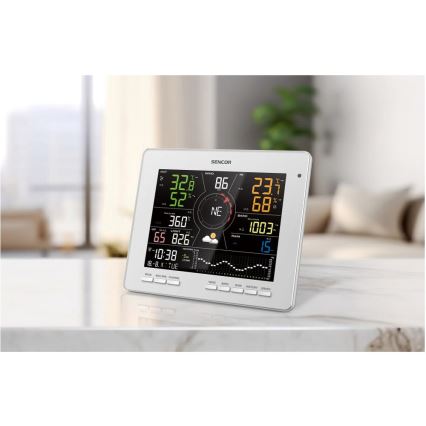 Sencor - Ammattimainen sääasema värikkäällä LCD-näytöllä 5V 1xCR2032 + 3xAA + 2xAA Wi-Fi Tuya