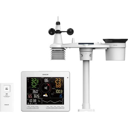 Sencor - Ammattimainen sääasema värikkäällä LCD-näytöllä 5V 1xCR2032 + 3xAA + 2xAA Wi-Fi Tuya