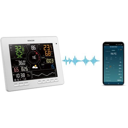 Sencor - Ammattimainen sääasema värikkäällä LCD-näytöllä 5V 1xCR2032 + 3xAA + 2xAA Wi-Fi Tuya