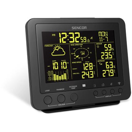 Sencor - Ammattimainen sääasema värikkäällä LCD-näytöllä 5V/1xCR2032 + 3xAA