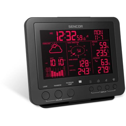 Sencor - Ammattimainen sääasema värikkäällä LCD-näytöllä 5V/1xCR2032 + 3xAA