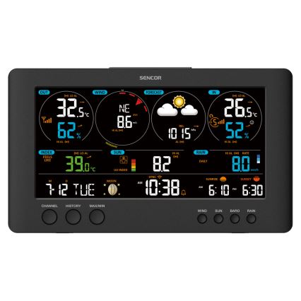Sencor - Ammattimainen sääasema värikkäällä LCD-näytöllä 5V/1xCR2032 + 3xAA Wi-Fi