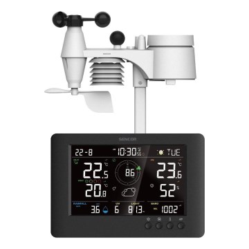 Sencor - Ammattimainen sääasema värikkäällä LCD-näytöllä ja Herätyskello 5V/1xCR2032 + 3xAA
