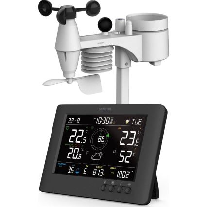 Sencor - Ammattimainen sääasema värikkäällä LCD-näytöllä ja Herätyskello 5V/1xCR2032 + 3xAA