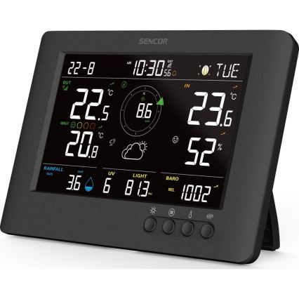 Sencor - Ammattimainen sääasema värikkäällä LCD-näytöllä ja Herätyskello 5V/1xCR2032 + 3xAA