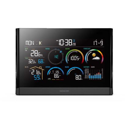 Sencor - Ammattimainen sääasema värikkäällä LCD-näytöllä ja Herätyskello 5V/3xAAA + 3xAA