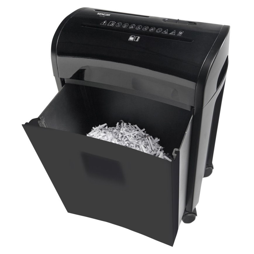 Sencor - CD- ja paperisilppuri A4 tilavuus 14 l 230V musta