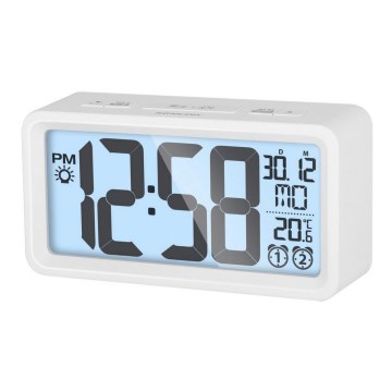Sencor - Herätyskello LCD-näytöllä ja lämpömittarilla 2xAAA valkoinen