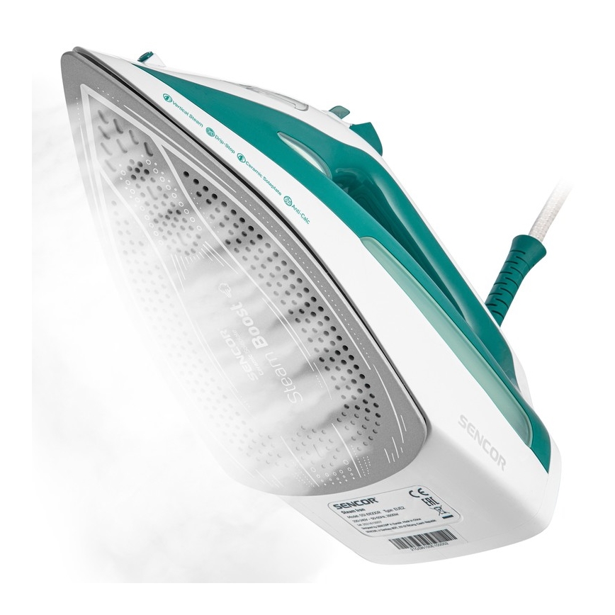 Sencor - Höyrysilitysrauta 2600W/230V turkoosi/valkoinen