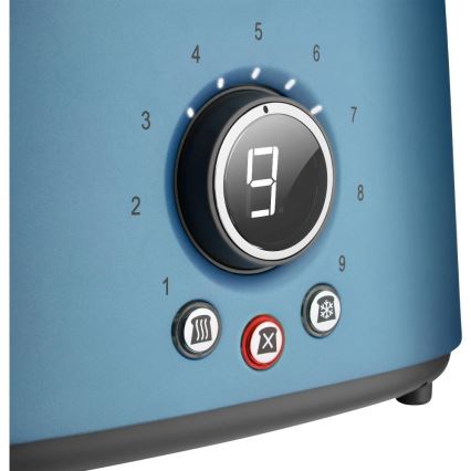 Sencor – Kahdelle viipaleelle tarkoitettu leivänpaahdin lämpötelineellä, 1000W/230V, sininen
