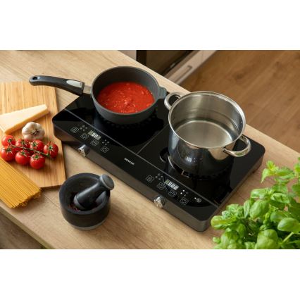 Sencor - Kaksialueinen induktioliesi LCD-näytöllä 3400W/230V