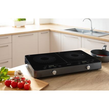Sencor - Kaksialueinen induktioliesi LCD-näytöllä 3400W/230V