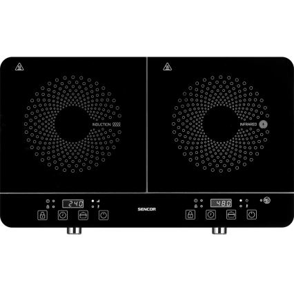 Sencor - Kaksialueinen induktioliesi LCD-näytöllä 3400W/230V