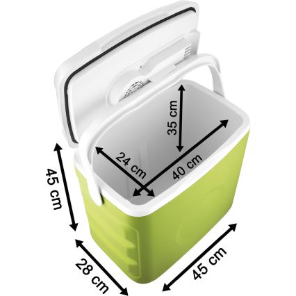Sencor - Kannettava autojääkaappi 30 l 55W/5V/12V/230V vihreä/valkoinen