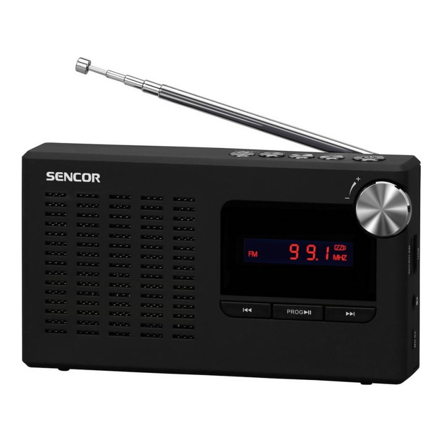 Sencor - Kannettava PLL FM-radiovastaanotin 5W 800 mAh 3.7V USB ja MicroSD