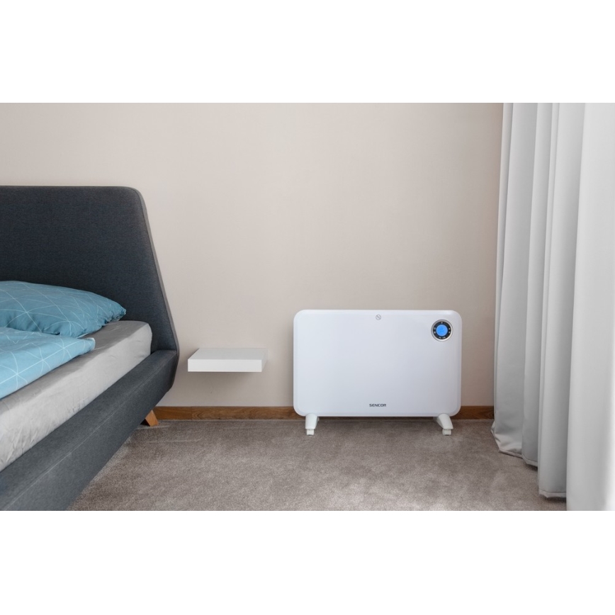 Sencor - Konvektiolämmitin LCD-näytöllä ja termostaatilla 750W/1500W/230V IP24