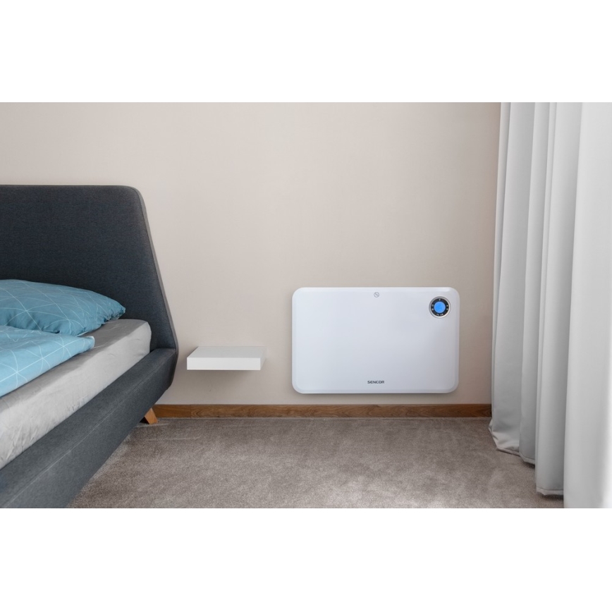 Sencor - Konvektiolämmitin LCD-näytöllä ja termostaatilla 750W/1500W/230V IP24