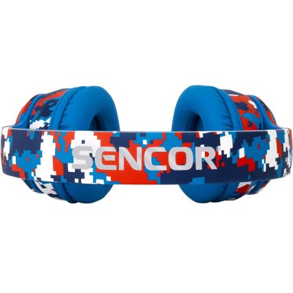 Sencor - Langattomat kuulokkeet mikrofonilla 3,7V/400 mAh sininen/punainen