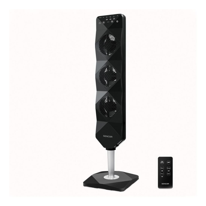 Sencor - Lattiatuuletin UltraThin 90W/230V musta + kaukosäädin