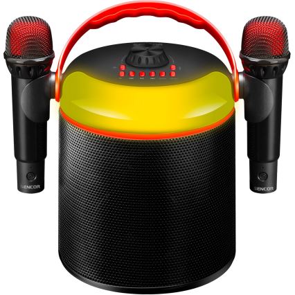 Sencor - LED Kaiutin langattomilla mikrofoneilla 4000 mAh + 2x 1200 mAh